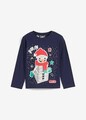 Langarmshirt mit Weihnachtsmotiv Gr 104/110 Dunkelblau Jungen Langarm-Shirt Neu*