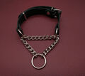 Leder BDSM Halsband mit Durchzugskette 29-39cm Umfang Choker