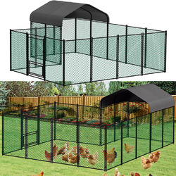 Geflügelstall Hühnerstall XXL Tiergehege Groß Kleintierstall Outdoor Zaun Dach ✔️ 10m² ✔️ 2 abschließbare Tür ✔️ witterungsbeständig 