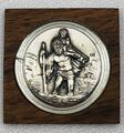Heiliger Sankt Christophorus Silber 835  Plakette Christopherus 4,5 cm Halter
