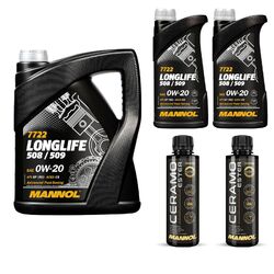 7L MANNOL Motoröl LONGLIFE 508/509 0W-20 Inkl. 2x Additive Ceramo Ester 9829