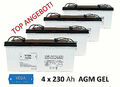 4 Stück Solarbatterie 12V 230Ah AGM GEL USV Batterie Wohnmobil Boot  