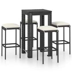 3/5/7/9-tlg. Gartenbar-Set mit Kissen Poly Rattan Barhocker Bartisch Gartenmöbel