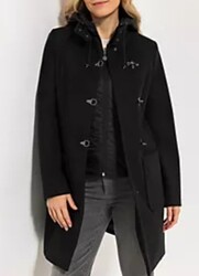 STRANDFEIN Kurzmantel Wollmix 2 in 1 Look Steppkapuze abnehmbar figurumspielen42