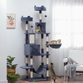 PawHut Kratzbaum 206 cm Katzenturm mit Höhle, 2 Spielballen, Sisalstämme