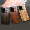 Für Samsung S23 Ultra S22 S21 S24 A14 A53 A54 Holzmuster Glas Handy Hülle Cover