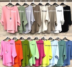Große Größen T-Shirt Bluse Relaxed Halbarm Damenshirts Tunika Italy 44 46 48 #16