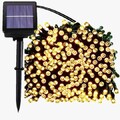 12M LED Solar Lichterkette Garten außen Lampe IP65 Warmweiß 120 LED Deko DHL