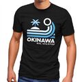 Herren T-Shirt Japan Okinawa Schriftzug Retro Palme Welle Fashion Streetstyle