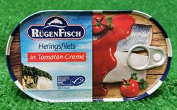 (9,95€/kg) Rügenfisch Heringsfilet in Tomaten Creme Soße Rügen Fisch 200g Dose