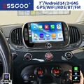 2+64GB Android 14 Autoradio KAM GPS Navi Wifi IPS Carplay Für Fiat 500 2016-2019