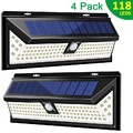 118 LED Fluter Solarleuchte Solarlampe mit Bewegungsmelder Außen Garten Strahler