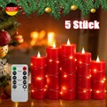 5er LED Kerzen Flackernd Set Echtwachs Mit Fernbedienung Echtwachskerzen Licht