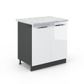 Spülenunterschrank Vicco Fame-Line 80 cm mit Regal, AP Marmor