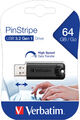 Verbatim USB 3.2 Stick, 64GB, PinStripe, schwarz, Speicherstick, 64 GB