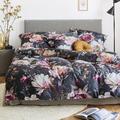 Irisette Mako Satin Bettwäsche Wave 8574-90 Blumen Rosa Grau 155x220