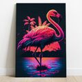 Leinwand Bild - Wandbild XXL , Rosa Flamingo-Vogel Tier ,Modern Kunst Dekoration