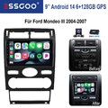 9" Android 14 6+128G 8 Core GPS Carplay DAB+ Autoradio Für Ford Mondeo 2004-2007