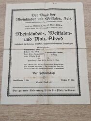 Altes Andenkenblatt "Bund der Rheinländer/Westfalen Zeitz bei Gera 1924 