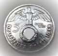 Münzen Deutsches Reich Paul von Hindenburg 1938 mit "Adler + HK", Silber