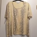 GERRY WEBER kurzarm Shirt Gr.46 gelb/grau animalprint Viskose+Elastan getragen