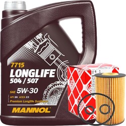 FEBI ÖLFILTER 1.6 2.0 TDI + 5L 5W-30 MANNOL LONGLIFE MOTORÖL für VW 504 507.00