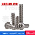 Torx Pin LinsenkopfSchrauben A2 Edelstahl Sicherheitsschrauben M3 M4 M5 M6-M10