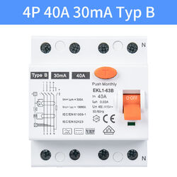 Typ B Fehlerstromschutzschalter FI FI-Schalter RCD 4P 40/63A Allstromsensitiv ⭐️