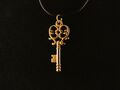 Schlüssel Anhänger mit Kette 24 Karat Vergoldet Schloss Key Liebe Charm Gold