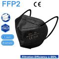 10x FFP2 Atemschutz-Maske CE 2163 EU-Typ Schwarz 5-lagig atmungsaktiv!
