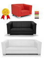 SET KUNSTLEDER SCHWARZ SESSEL 2-SITZER SOFA 3 ER COUCH FARBEN GARNITUR BÜROMÖBEL