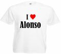 T-Shirt I Love Alonso für Damen Herren und Kinder Farben Schwarz Weiss Pink
