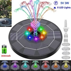 8 LED Wasserspiel Solarpumpe mit Akku Springbrunnen Solar Teichpumpe Brunnen neu