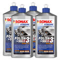 SONAX XTREME 4x 500 ml Polish+Wax 3 Hybrid NPT Lackpolitur Wax Lackversieglung