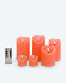 LED Kerzen Echtwachskerzen 6er Set mit Flamme + Timer + Fernbedienung Coralle