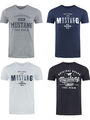 Mustang Herren 4er Pack T-Shirt Print Rundhals Kurz Blau Schwarz Grau Weiß Grün