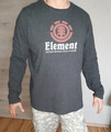 T-Shirt Langarmshirt Element Größe XL grau mit Logo-Frontprint Gratisversand