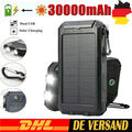 30000mAh Solar Powerbank Externe Battery Ladegerät Akku USB LED Tragbare Handy
