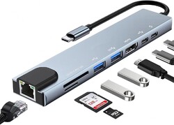 USB-C Hub 8-IN-1 Adapter 4K HDMI USB 3.0 LAN RJ45 Ethernet Micro SD Kartenleser⭐️⭐️⭐️⭐️⭐️ Deutscher Händler, Top Qualität und Preis
