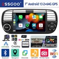 7" DAB+ 64G Android 13 Carplay Autoradio GPS Navi WiFi +Kam Für Fiat 500 2007-15