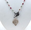 925 Sterlingsilber Multi Turmalin Polki Pave Diamant Anhänger Hochzeit Schmuck