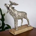 Dekofigur Elch Metall Figur Tischdeko Dekoration Weihnachten Aluminium Holz