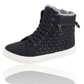 Damen Neu Sneaker Gefütterte Stiefeletten Freizeitschuhe Booty Schwarz Weiß