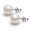 Damen Ohrringe 925 Echt Silber  Perlenohrstecker echte Sterling 8mm Perle