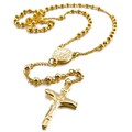 Edelstahl AnhäNger Halskette Gold Jesus  Kruzifix Kreuz Rosenkranz 8785