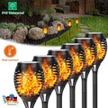 6x LED Solarleuchte Garten Beleuchtung Solar Licht Lampe Fackel Leuchte Flamme