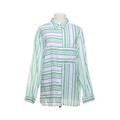 Peter Hahn, Bluse, Größe: 46, Grün/Weiß, Baumwolle/Viskose, Streifen, Damen #ihE