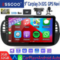 2+32G DAB+ Android 12 Autoradio Carplay GPS Navi Kamera MIK Für FIAT 500 2007-15