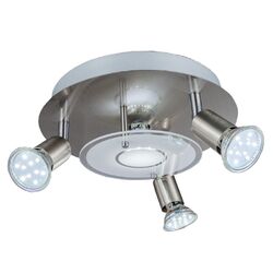 LED Deckenleuchte rund Metall Glas Lampe Wohnzimmer Strahler 3-flammig GU10