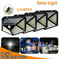 1-4 100 LED Solarleuchte Solarlampe Bewegungsmelder Außen Fluter Sensor Strahler
